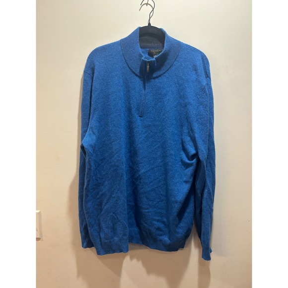 Cashmere Club Room 1/4 Zip Pullover Sweater Soft Luxury Blue‎ XL 100% Cashmere - Picture 1 of 6